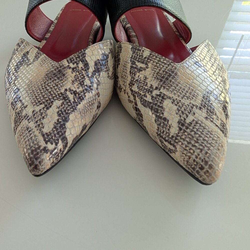 Anine Bing Python Daphne Pointed Toe Flats - Size… - image 4